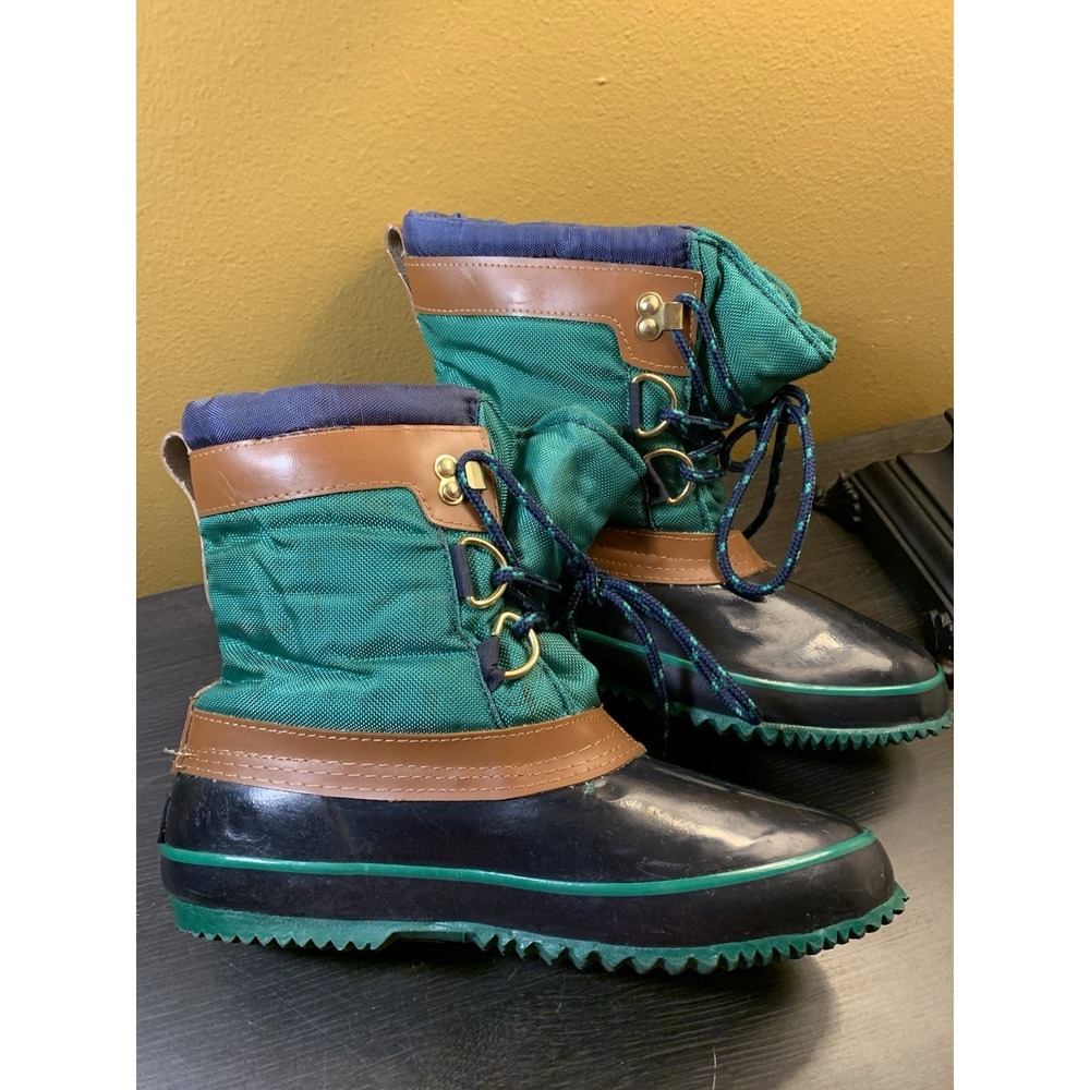 Vintage Colorado Navy Green Color Block Snow Duck Boots Women's Size 7
